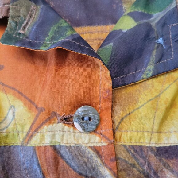 Chicos 3 Silk Button Up Blouse XL 16 Fall Leaves Autumn Lightweight - Picture 3 of 5